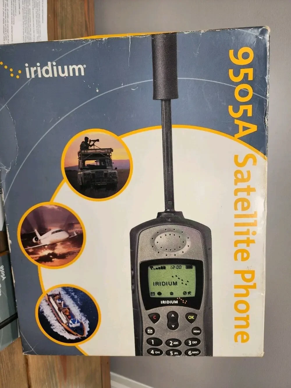 Iridium 9505A Satellite Phone with Accessories Box Powers On
